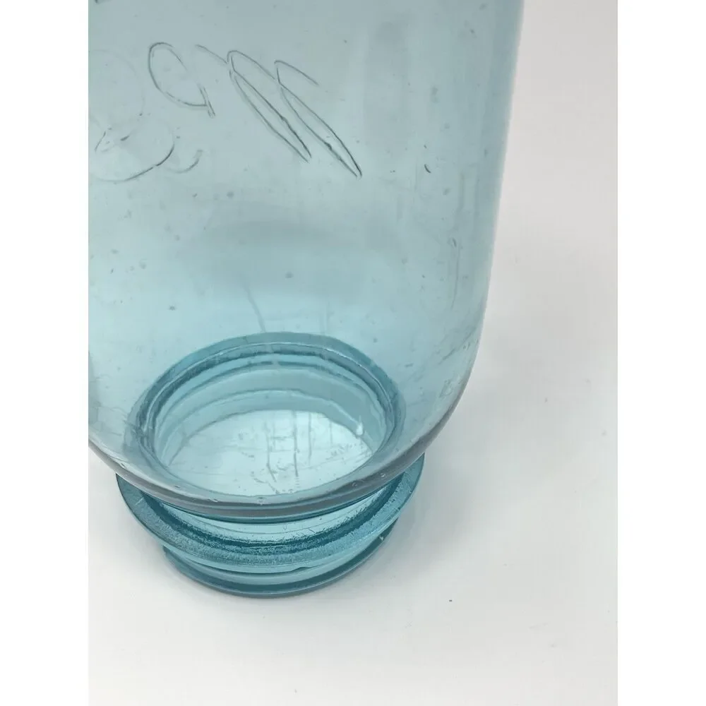 Vintage Blue Aqua Ball Perfect Mason Jar #0 Quart Zinc Lid 6.75”